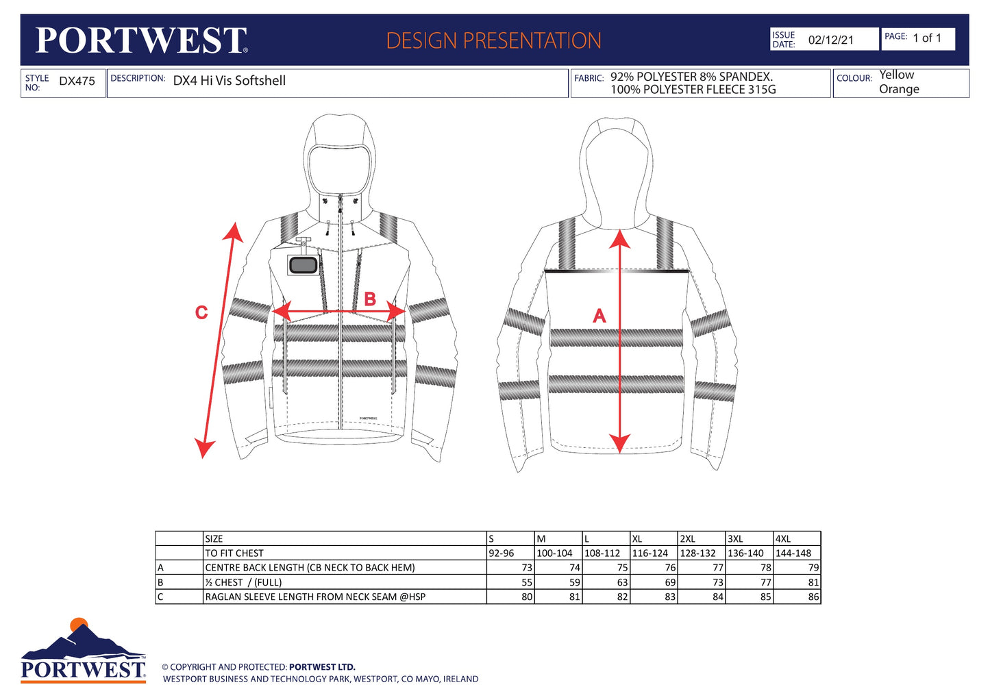 PortWest Hi-Vis Softshell Jacket DX475