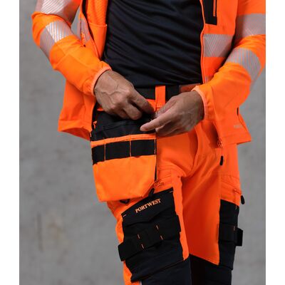 PortWest -Hi-Vis Stretch Broek Met Afneembare Holsterzakken DX442