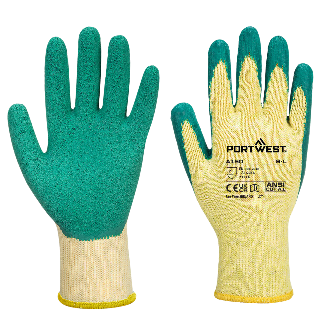 PortWest Klassieke Latex Griphandschoen Groen A150
