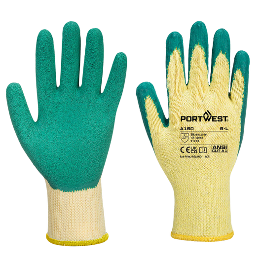 PortWest Klassieke Latex Griphandschoen Groen A150