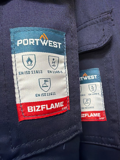 Portwest Lichtgewicht Vlamvertragende Antistatische Overall 280gr Marine FR28 🔥