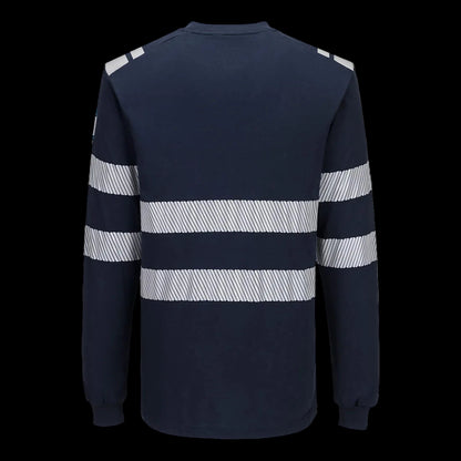 PW3 Modaflame gebreid Hi-Vis FR T-shirt met lange mouwen Marine FR732 🔥