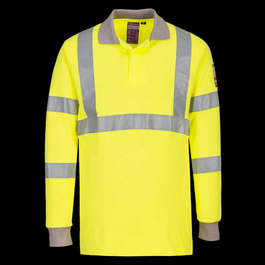 Vlamvertragende Modaflame Antistatische lange mouw Poloshirt geel FR77 🔥