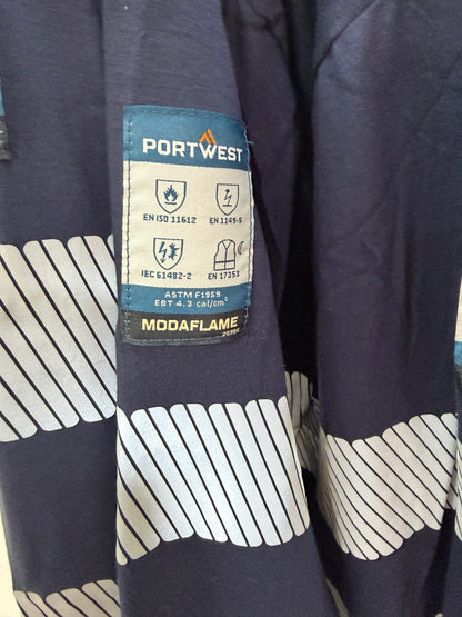 Portwest PW3 Modaflame gebreid Hi-Vis FR T-shirt met lange mouwen Marine FR732 🔥