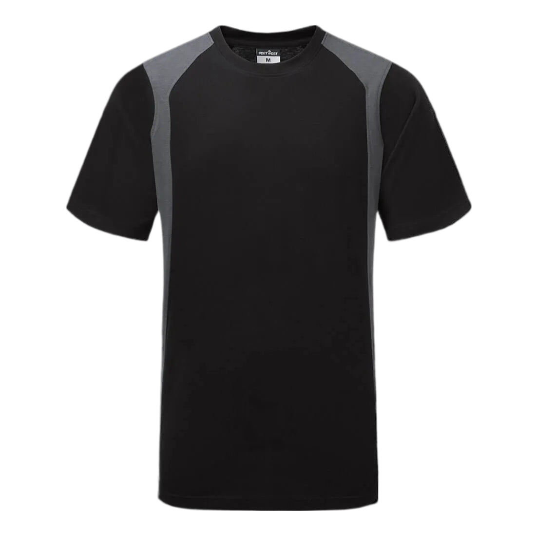 PortWest WX2 Lightweight Cotton T-Shirt S/S Zwart/grijs CD811