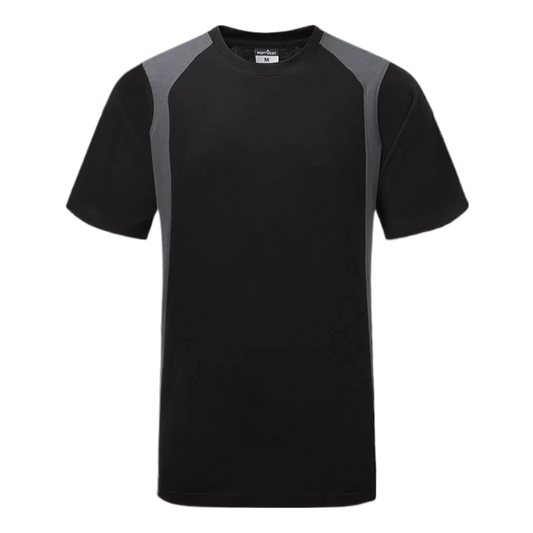 PortWest WX2 Lightweight Cotton T-Shirt S/S Zwart/grijs CD811