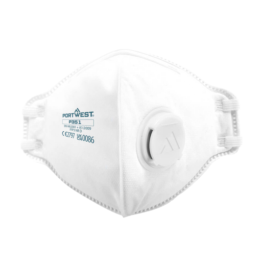 Portwest FFP3 Dolomite Plat Gevouwen Masker (PK20) Wit P351 (20 stuks)
