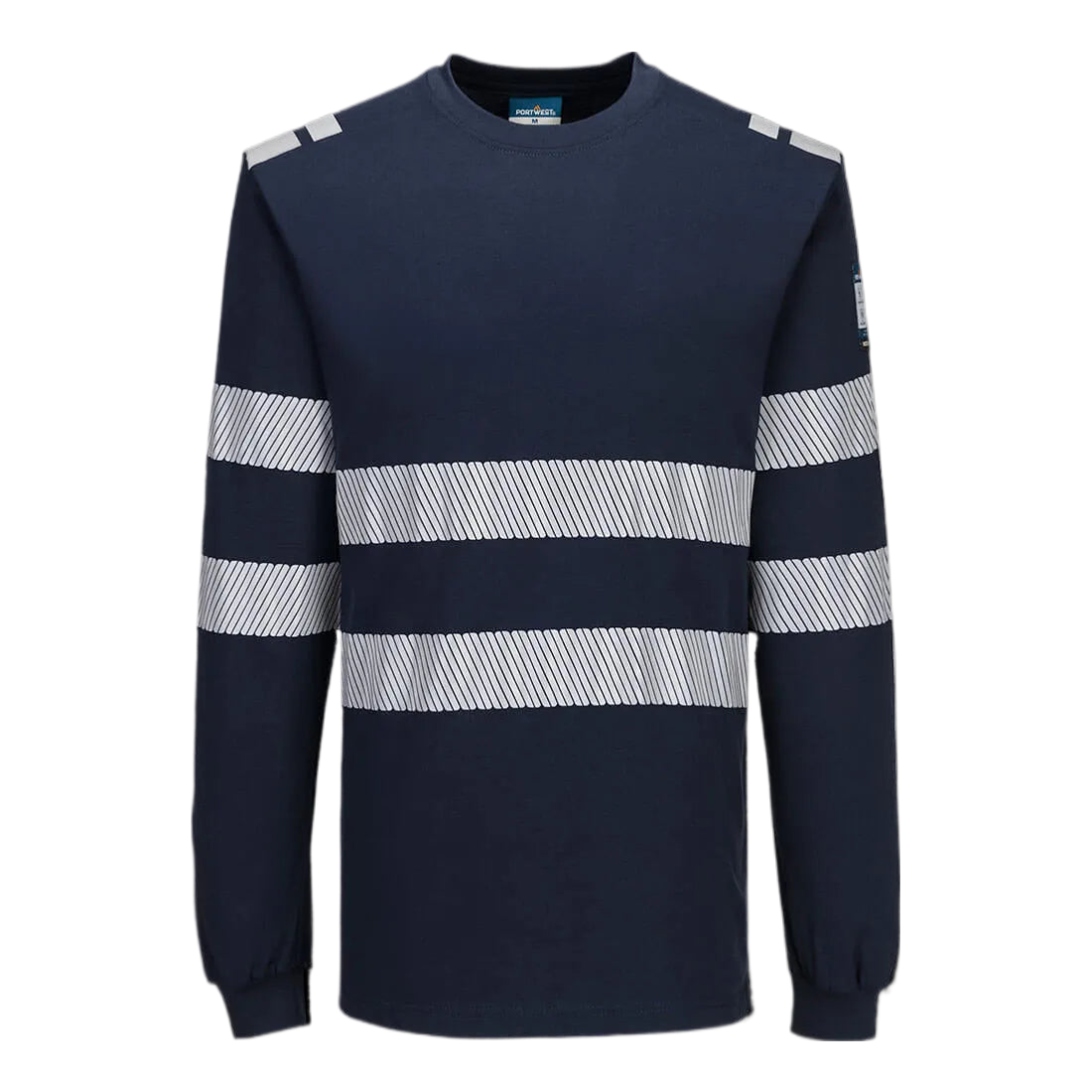 Portwest PW3 Modaflame gebreid Hi-Vis FR T-shirt met lange mouwen Marine FR732 🔥