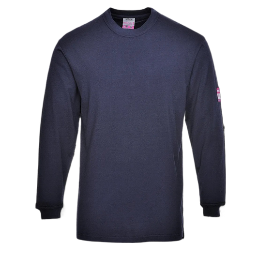 Portwest Vlamvertragende Modaflame Anti-statisch T-Shirt Lange Mouw Marine FR11 🔥
