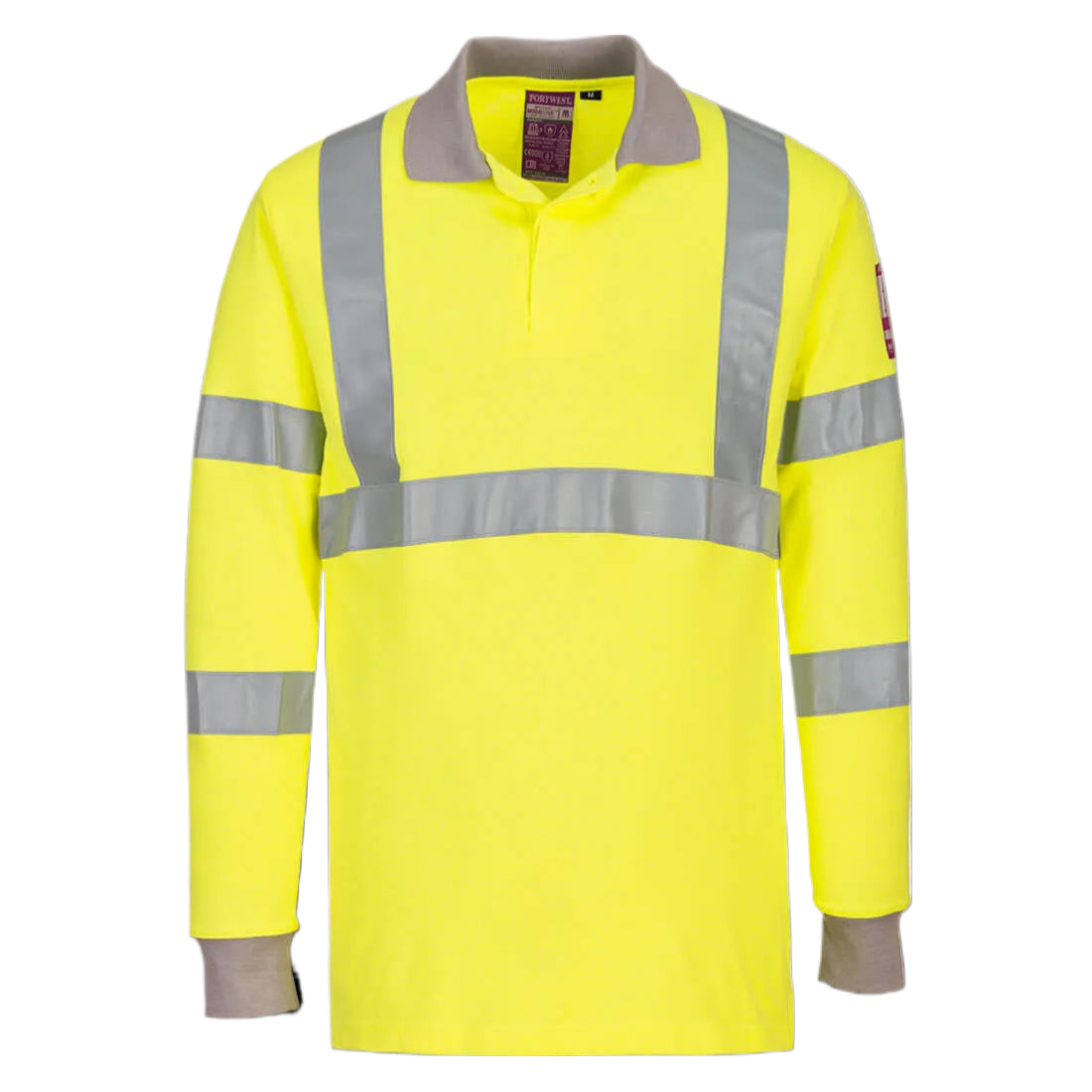 Portwest Vlamvertragende Modaflame Antistatische lange mouw Poloshirt geel FR77 🔥