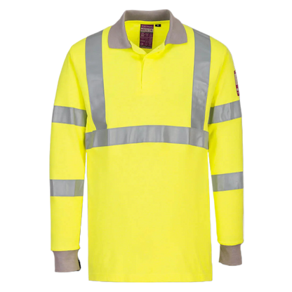 Portwest Vlamvertragende Modaflame Antistatische lange mouw Poloshirt geel FR77 🔥
