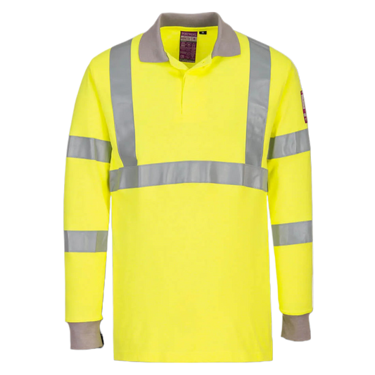 Portwest Vlamvertragende Modaflame Antistatische lange mouw Poloshirt geel FR77 🔥