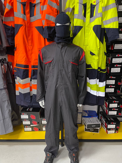 Grijs/rood Overall met kniezakken