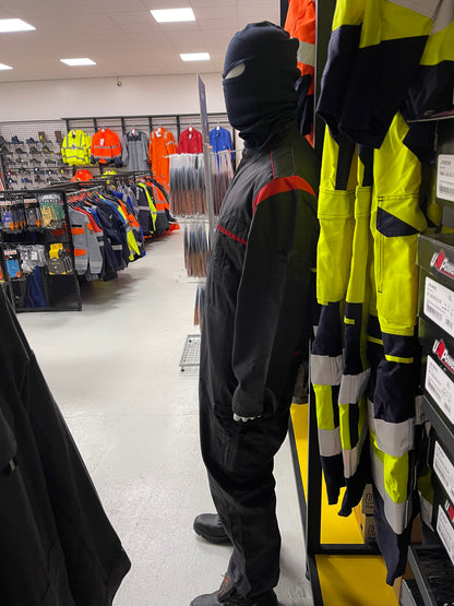 Grijs/rood Overall met kniezakken