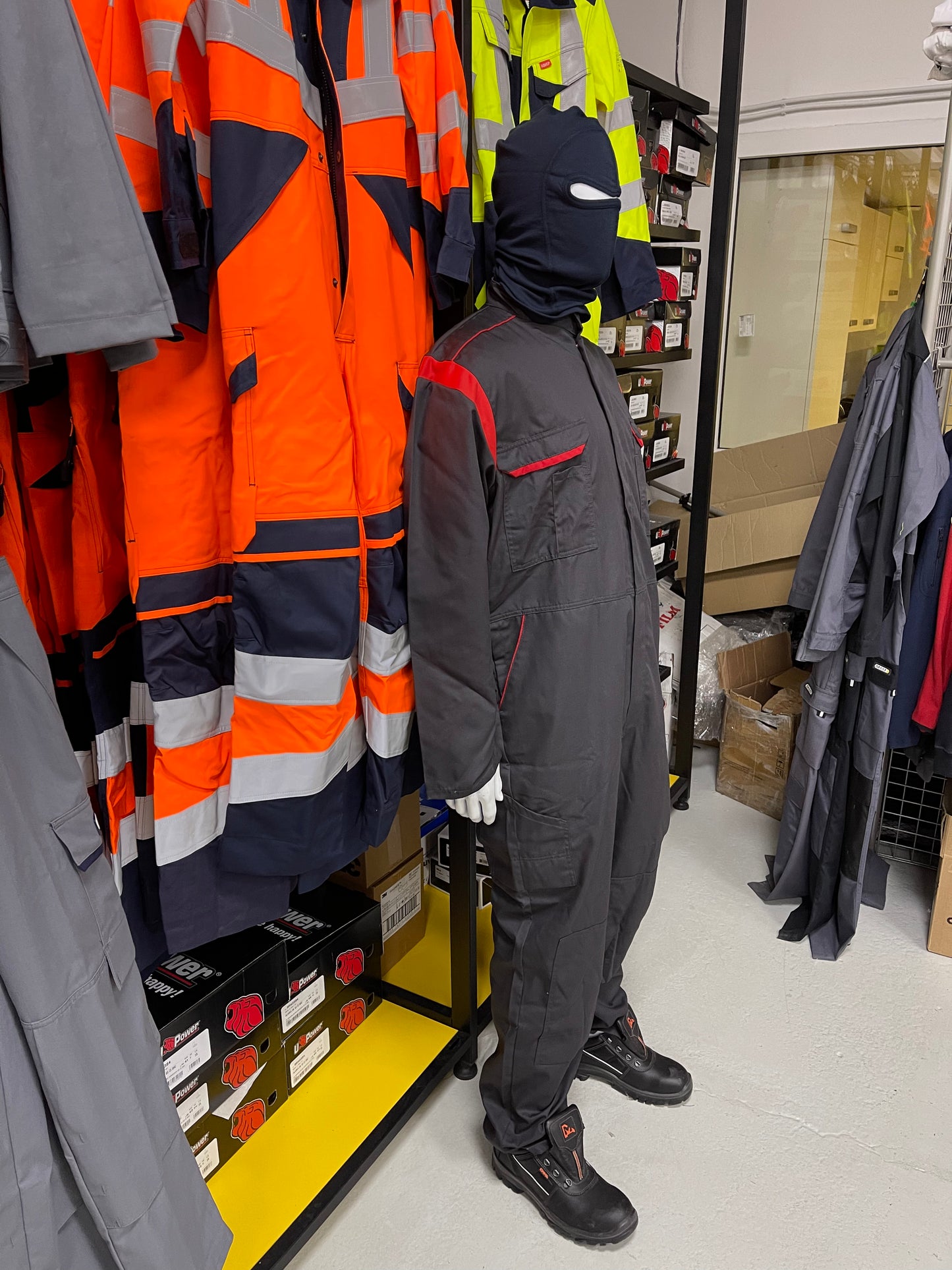 Grijs/rood Overall met kniezakken
