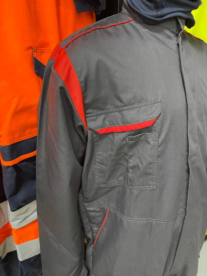 Grijs/rood Overall met kniezakken