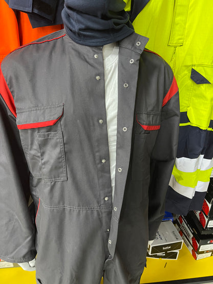 Grijs/rood Overall met kniezakken