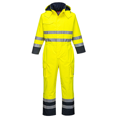 PortWest Bizflame Regen Hi-Vis Multi Overall Geel/Marine S775 🔥