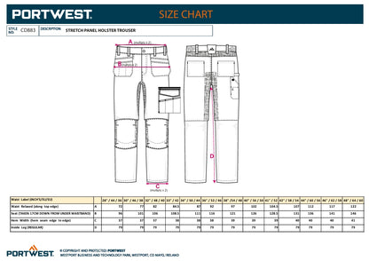 PortWest Stretch Panel Holster Trousers Metal Grey CD883